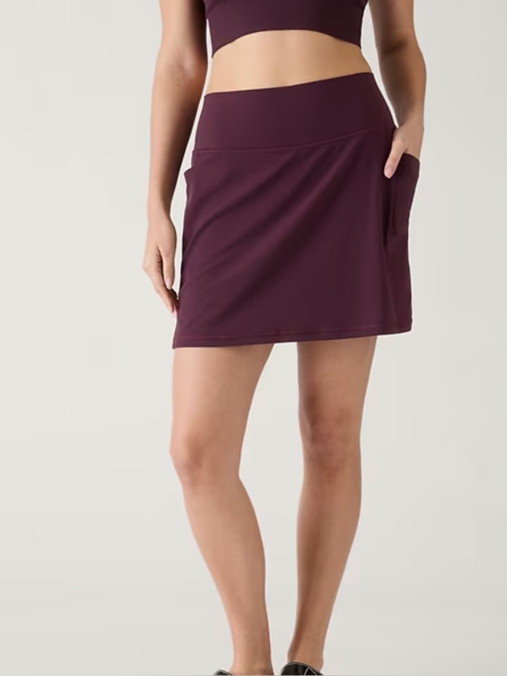 ATHLETA Salutation Stash 16 1/2 Skort Skirt Shorts M Purple Plum Workout Casual